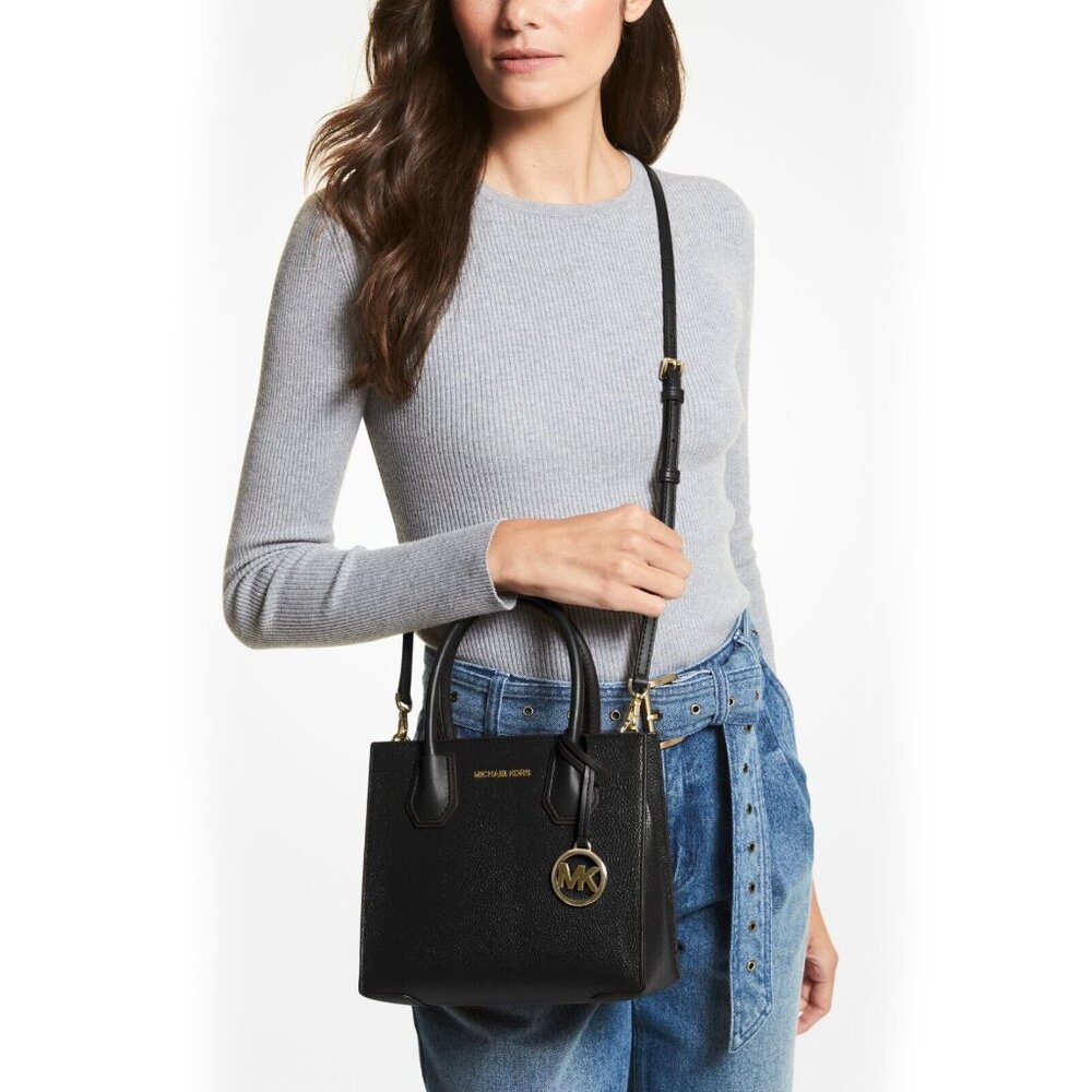 Michael Kors Mercer Medium Pebbled Leather Crossbody - Luggage - Picture 3 of 5